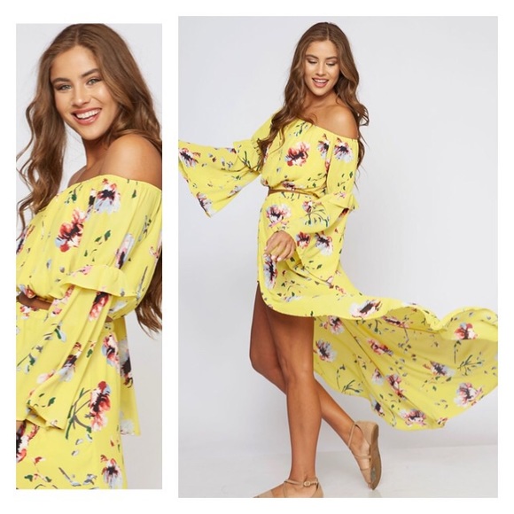 LAST 1❤️ Floral Off Shoulder Crop Top Set - Picture 2 of 4